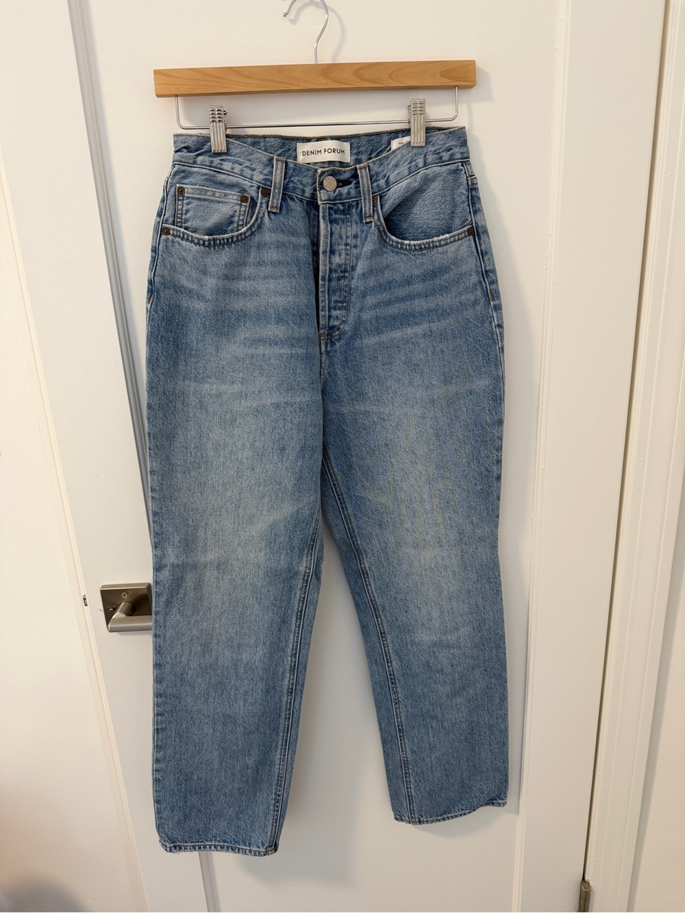 Denim Forum Joni High Rise Loose 29L Light Blue Boyfriend Jeans